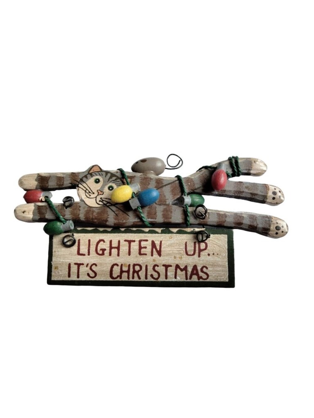 Cat Mouse Pin Brooch Lighten up its Christmas Wrapped in String lights Holiday